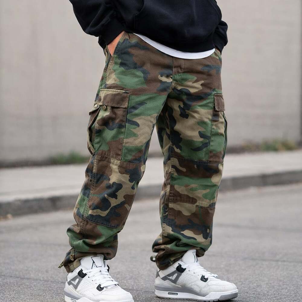 Vintage Style Woodland Camo Cargo Pants Baggy Military BDU Propper Tactical